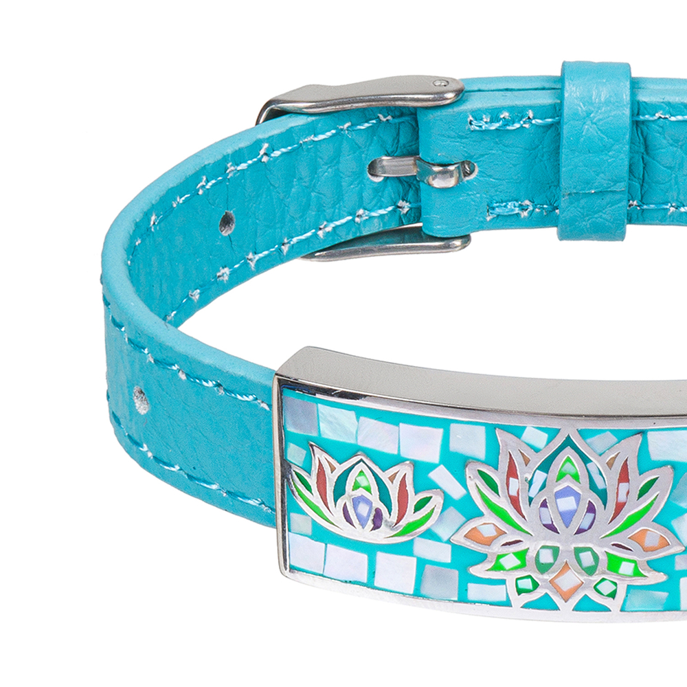 Браслет Fiore Luna на бирюзовом кожаном ремешке CB03596-6A
