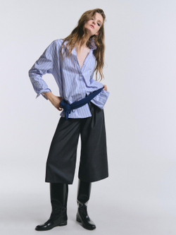 Massimo Dutti Длинные шерстяные бермуды с вытачками, серый