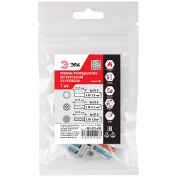 Клемма ЭРА NO-225-458 проходная разветвительная 222-4126 с рычагами 2/6 полюсов 0.08-2.5/4 мм2 (упаковка 1 шт.)