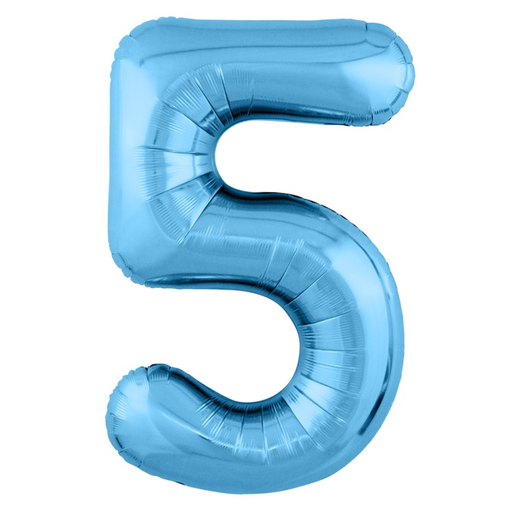 Шар фольгированный Цифра 5 101 см (Голубой)