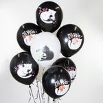 Шар (12''/30 см) Мяу-Мяу, Котики, Черный (299)/Белый (200), пастель, 1 ст, 25 шт.