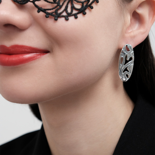 "Каниа" серьги в серебряном покрытии из коллекции "Сиам" от Jenavi  с английским замком