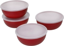 KitchenAid - Набор из 4 мисок с крышками Universal 8,5х3,5см, красный ампир / артикул   KQG177BXERE  / GTIN 5057982088170