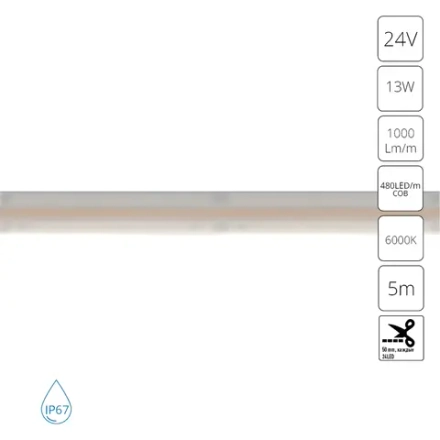 Светодиодная лента 24V 13W/m 6000К 5м IP67 Arte Lamp AQUA LANE