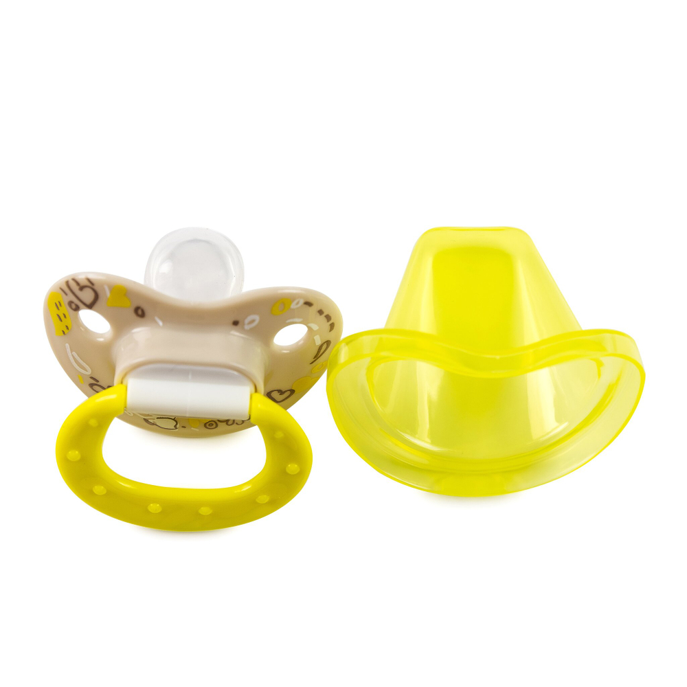 Соска-пустышка с футляром силиконовая адаптированной формы 1 шт. ПОМА с 4 месяцев, жёлтый