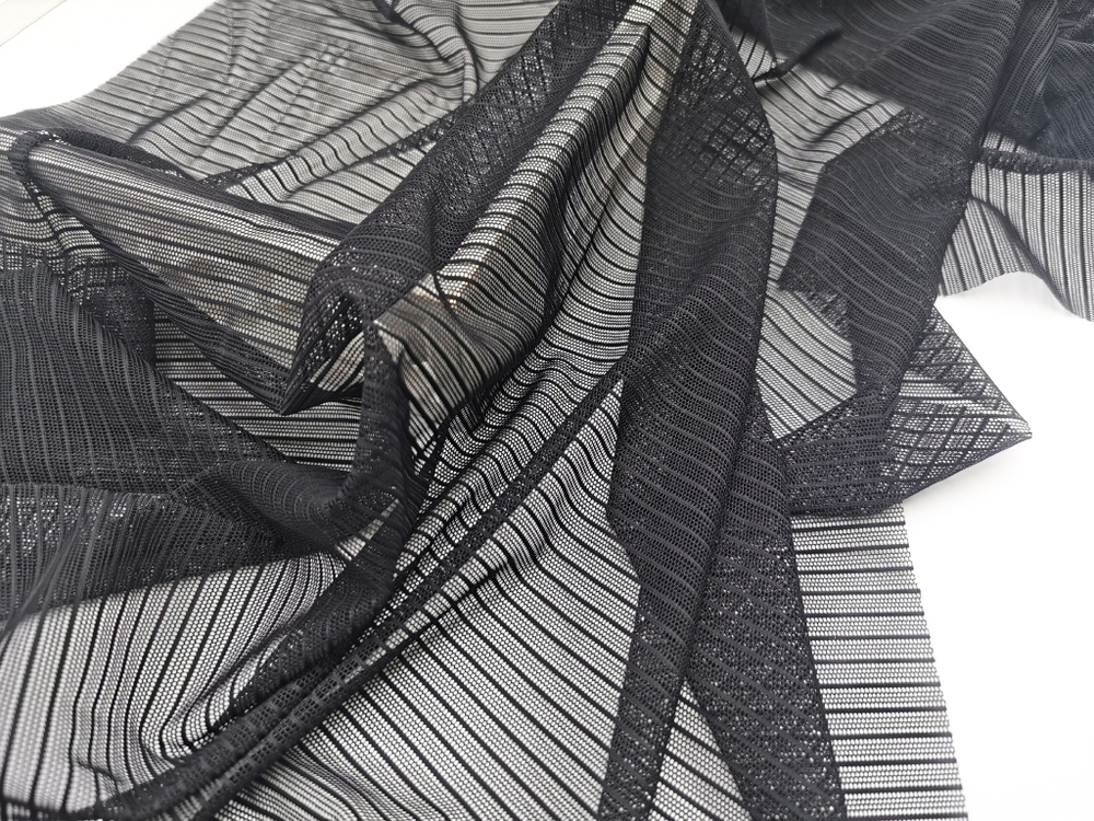 _Эластичная сетка, черная, полоски, (Арт: ESPK-170)