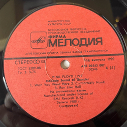 Винтажная виниловая пластинка LP Pink Floyd Delicate Sound Of Thunder (СССР 1990) Another Brick In The Wall