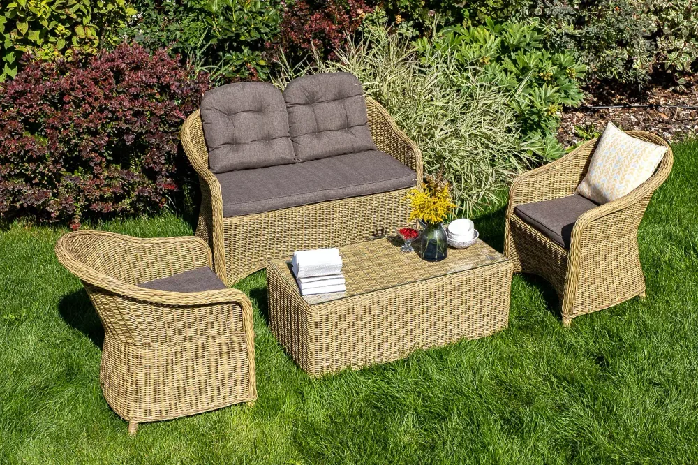 "Равенна" диван двухместный плетенный из ротанга, цвет соломенный