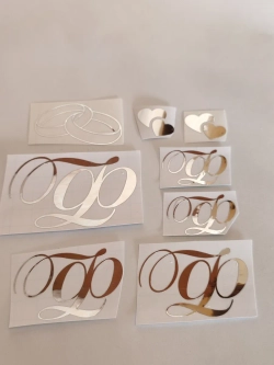 Наклейки свадебные зеркальное серебро инициалы " Ф "