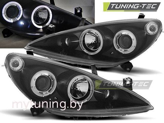 Передние фары black angel eyes для Peugeot 307