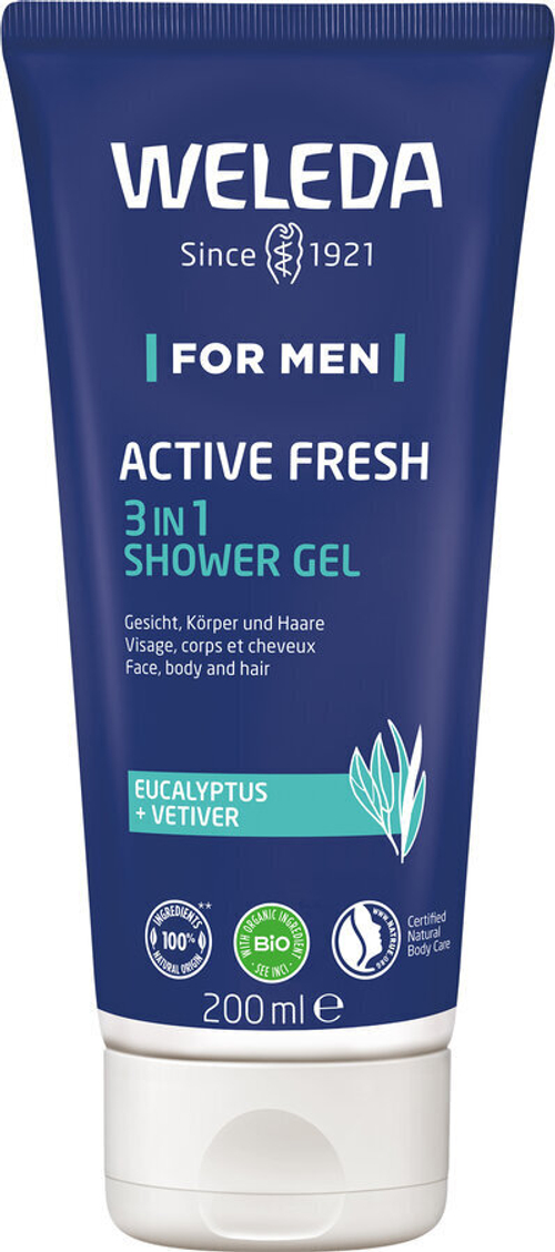 Мужской гель для душа 3 в 1 Active Fresh Weleda, 200 мл