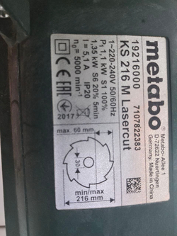 Торцовочная пила Metabo Ks 216 M Lasercut
