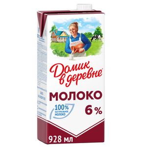 МОЛОКО 6% 950МЛ ДОМИК В ДЕРЕВНЕ