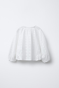 ZARA БЛУЗА С ЦВЕТОЧНОЙ ВЫШИВКОЙ, БЕЛЫЙ