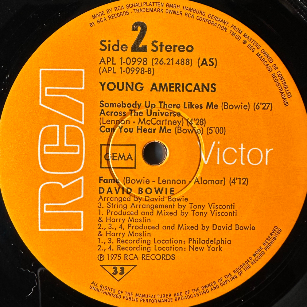 David Bowie ‎– Young Americans (Германия 1975г.)