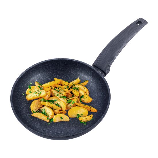 Сковорода 24 см. из кованного алюминия Kamille KM-4122 с антипригарным покрытием PTFE чёрный мрамор