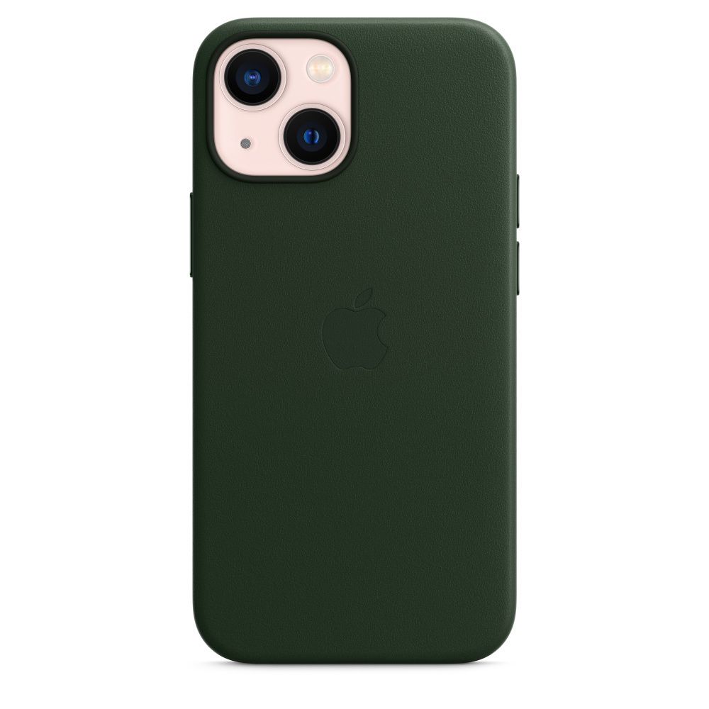 Кожаный чехол с поддержкой MagSafe Apple Leather Case для iPhone 13 mini, Sequoia Green (Зеленая секвойя)