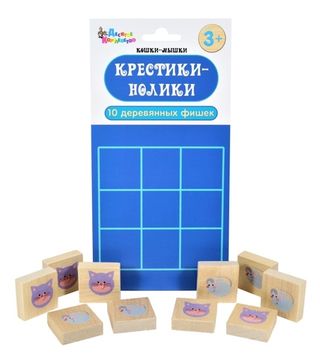 Игра настольная "Крестики-нолики. Кошки-Мышки" (деревянные фишки) европодвес