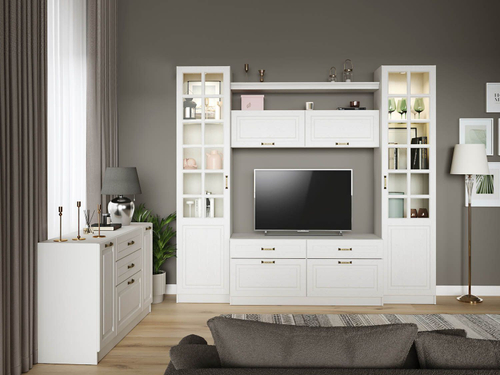 Гостиная Ливерпуль 1 Белый/Ясень ваниль