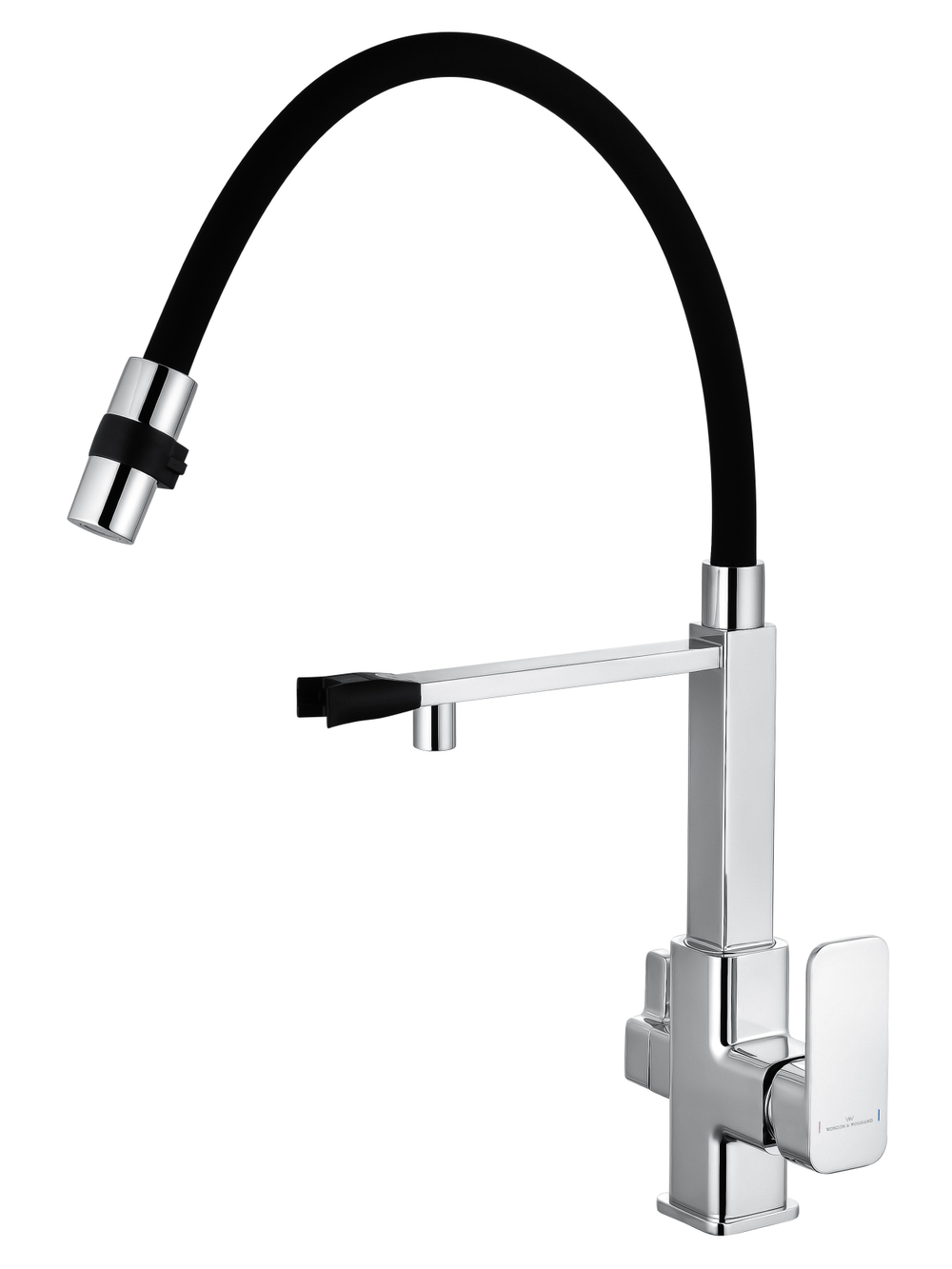 Смеситель для кухни с гибким изливом и подключением фильтра WONZON & WOGHAND, Хром (WW-88458012-CR)