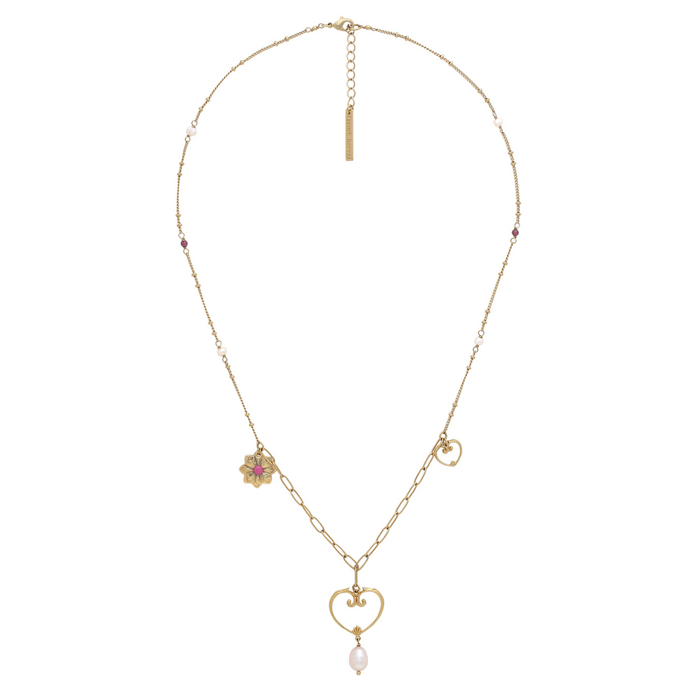 Колье Franck Herval, Jeanne, с жемчугом, аметистом и цветной эмалью, FH26.1-15-64542 (золотистый)