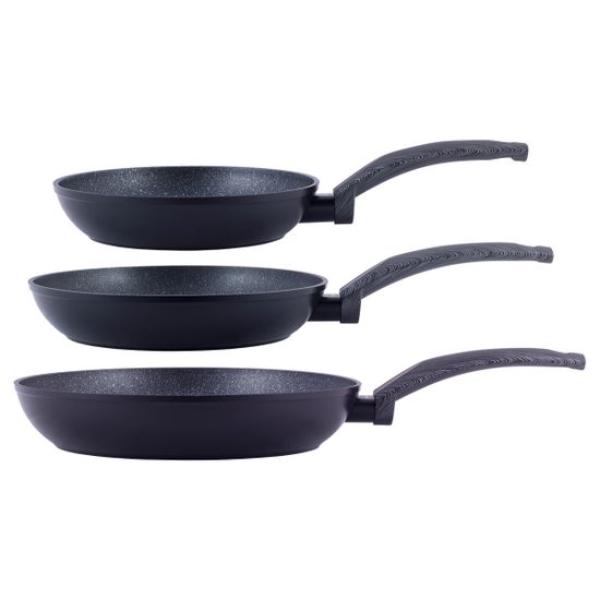 Набор сковород 20 см; 24 см; 28 см. Kamille KM-4124 из кованного алюминия с антипригарным покрытием Black marble