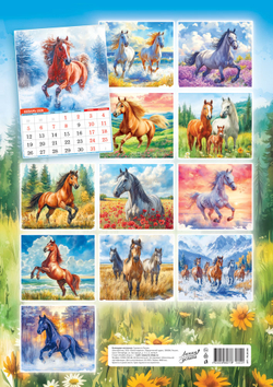 Календарь ригельный (РБ, в упаковке) Символ года. Лошади (акварель)