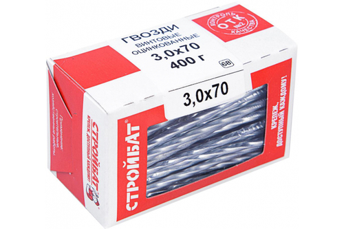 ГВОЗДИ ВИНТОВЫЕ СТРОЙБАТ ОЦИНК 3,0Х70ММ 400Г