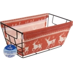 Корзинка металлическая для хранения «ИДЕЯДОМА», принт новогодний, цвет красный, 25*15*12см (лейбл Селфи)