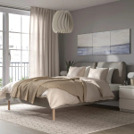 Каркас кровати с обивкой - IKEA SAGESUND, 200х140 см, серый, САГЕСЕНД ИКЕА
