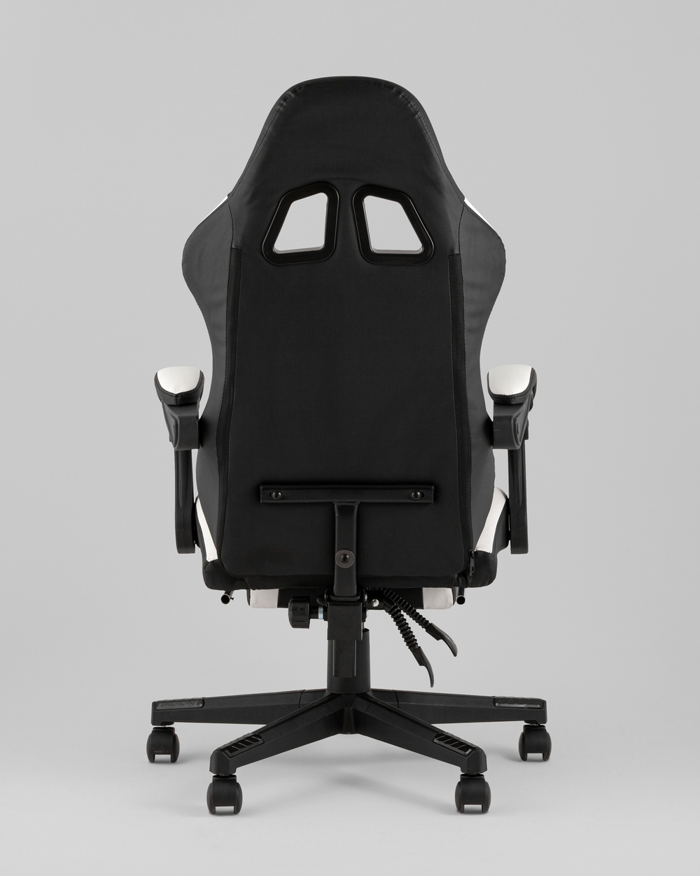 Кресло спортивное TopChairs Prophet с оттоманкой черно-белый