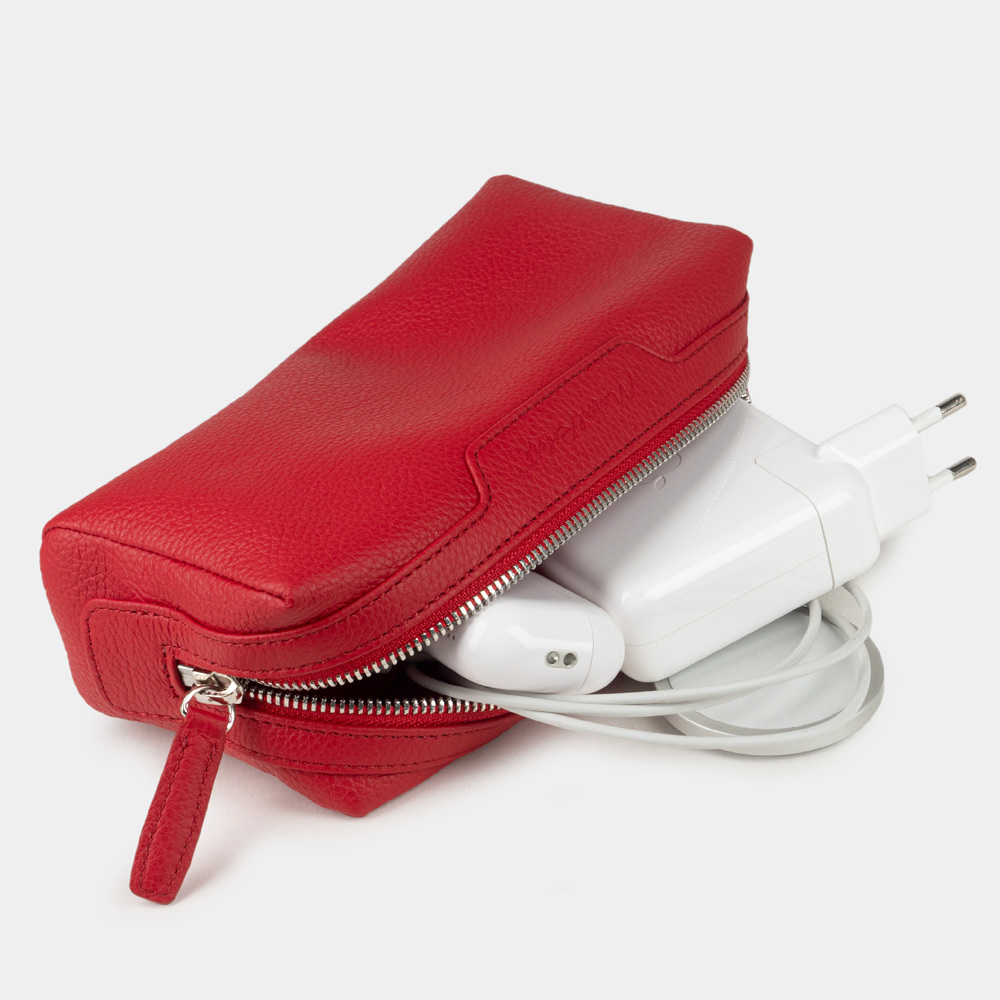 Несессер кожаный Tube красного цвета