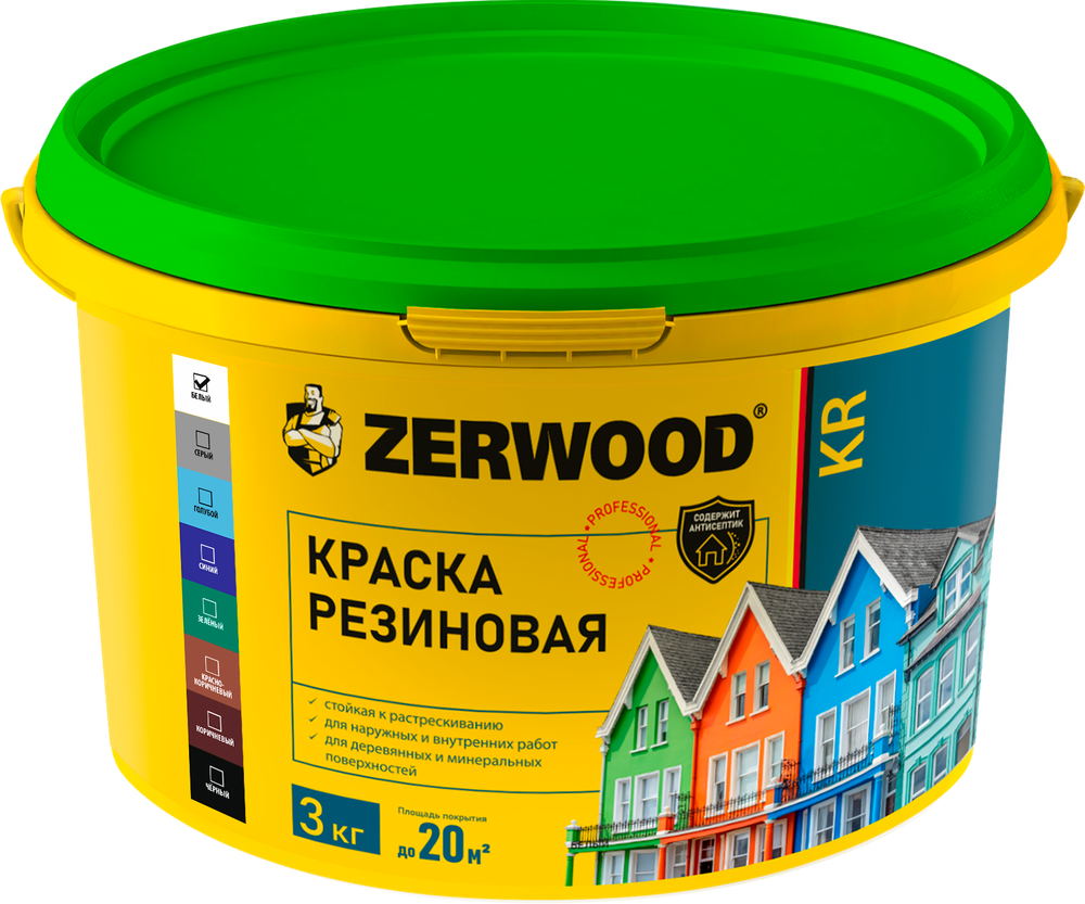 ZERWOOD KR Краска резиновая Коричневая 3кг (ИжСинтез)