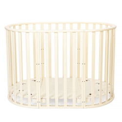 Кроватка-трансформер овальная Vikalex Лоди маятник на колёсах венге