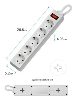 DEFENDER Сетевой фильтр с предохранителем 1.8м, 5 розеток с заземлением , белый