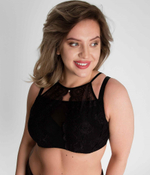 Бюстгальтер-топ с мягкими чашками +size и кружевом (Размер: 85I) (Цвет: черный)