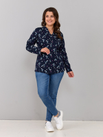 Блузка БЛ-22/синий-веточки
