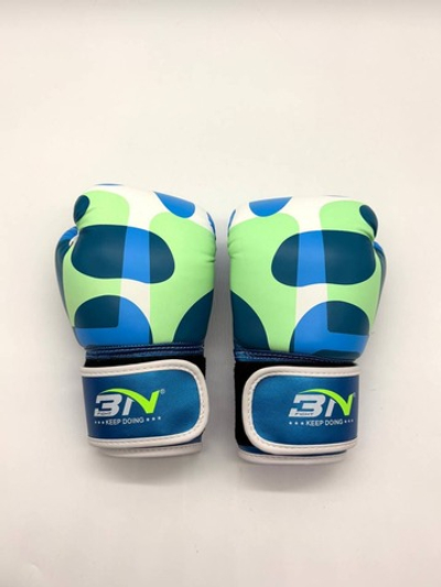 Перчатки для бокса BN белый\синий\зеленый