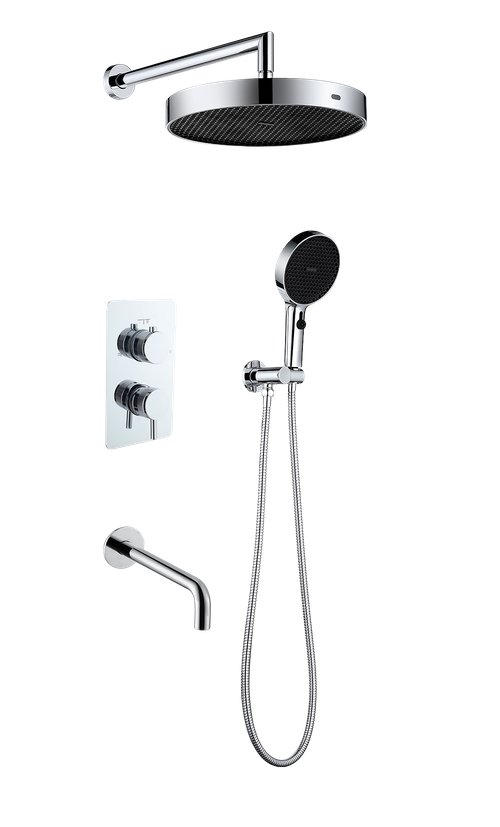 Boheme Комплект для душа CELL, лейка верхняя+ручная, излив, встраиваемый смеситель однорычажный CHROME