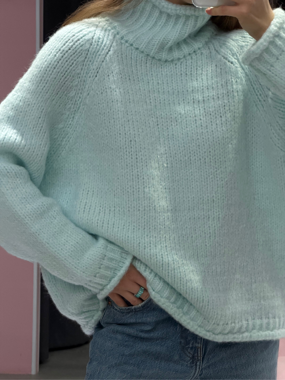 Свитер с горлом Candy небесный