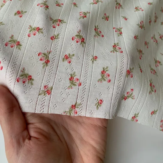 Рибана ажурная, молочная/веточки