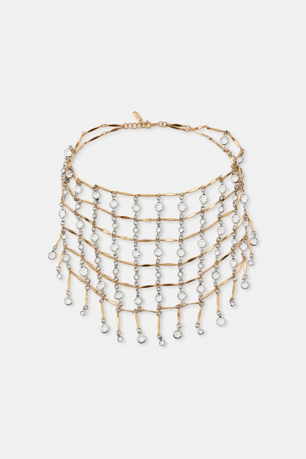 ZARA МЕТАЛЛИЧЕСКОЕ ОЖЕРЕЛЬЕ СО СТРАЗАМИ, ЗОЛОТИСТЫЙ