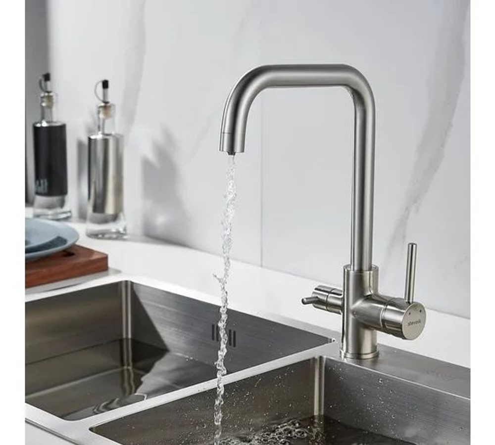 Смеситель для кухни с подключением фильтра питьевой воды, сатин, S228L, SHEVANIK