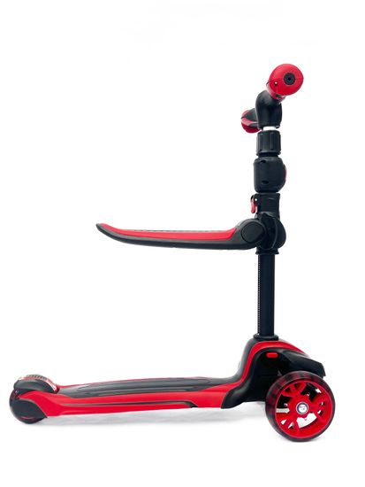 Самокат-беговел со светящимися колёсами 3 в 1 Scooter Micar Moby Black-Red