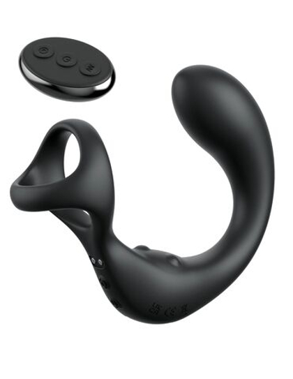 Черный стимулятор простаты с кольцом Ass-gasm Taint-alizer