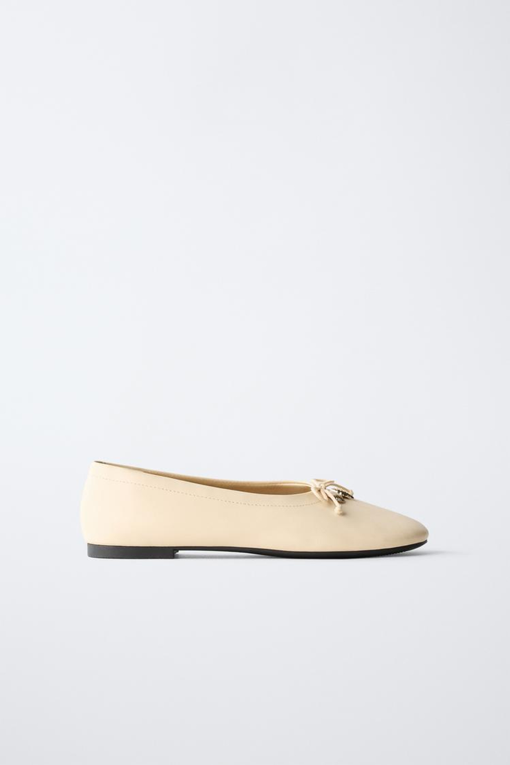 ZARA БАЛЕТКИ CHARM, ВАНИЛЬНО-ЖЕЛТЫЙ