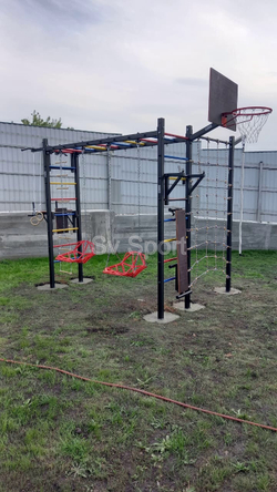 Монтаж уличной шведской стенки Sv Sport Рукоход (5 вертикальных столбов)