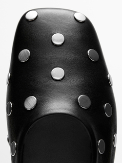 Massimo Dutti Балетки с заклепками и квадратным верхом, черный