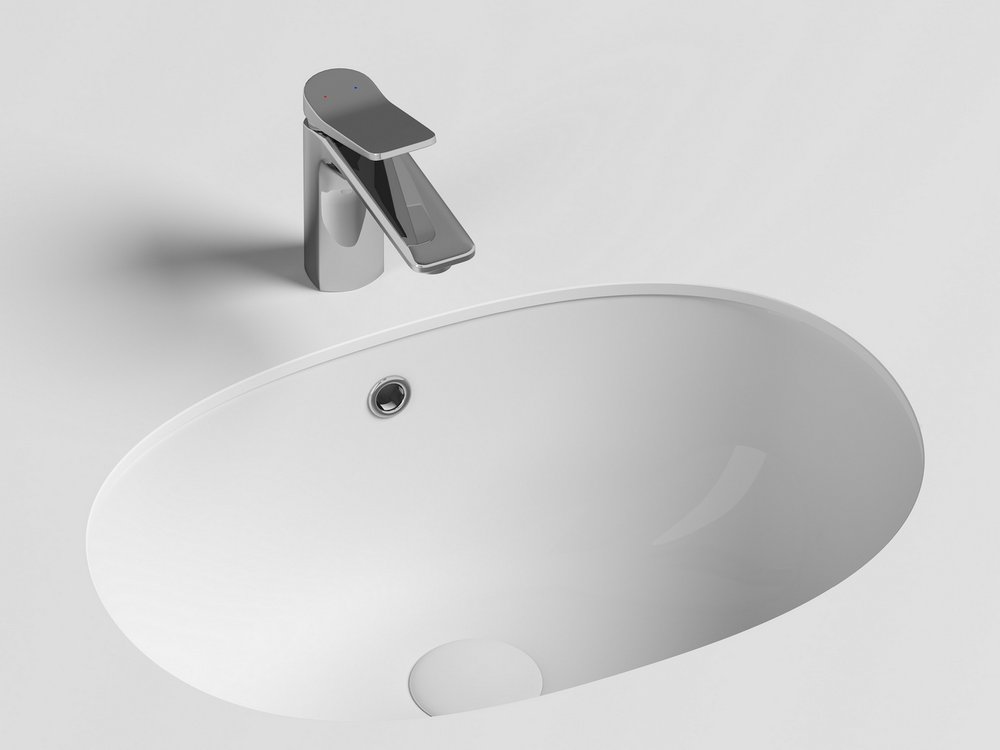 Умывальник овальный встраиваемый под столешницу Element 565x385x210мм, с крепежом и шаблоном для установки