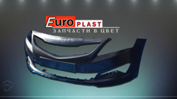 Передний бампер черный на Hyundai Solaris 2014-2017